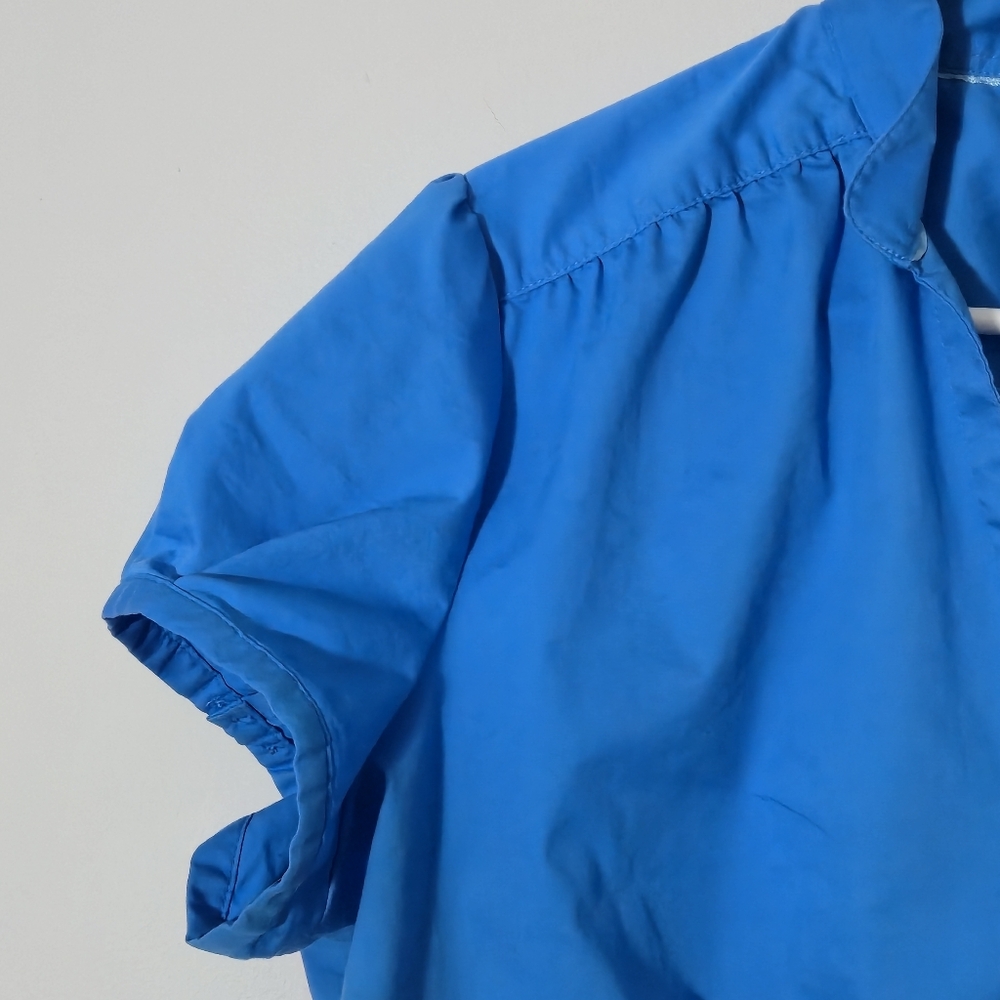 Ricki's Bright Cyan Blue Short Sleeve V-Neck Button Front Blouse Office Size 16 - Picture 6 of 12